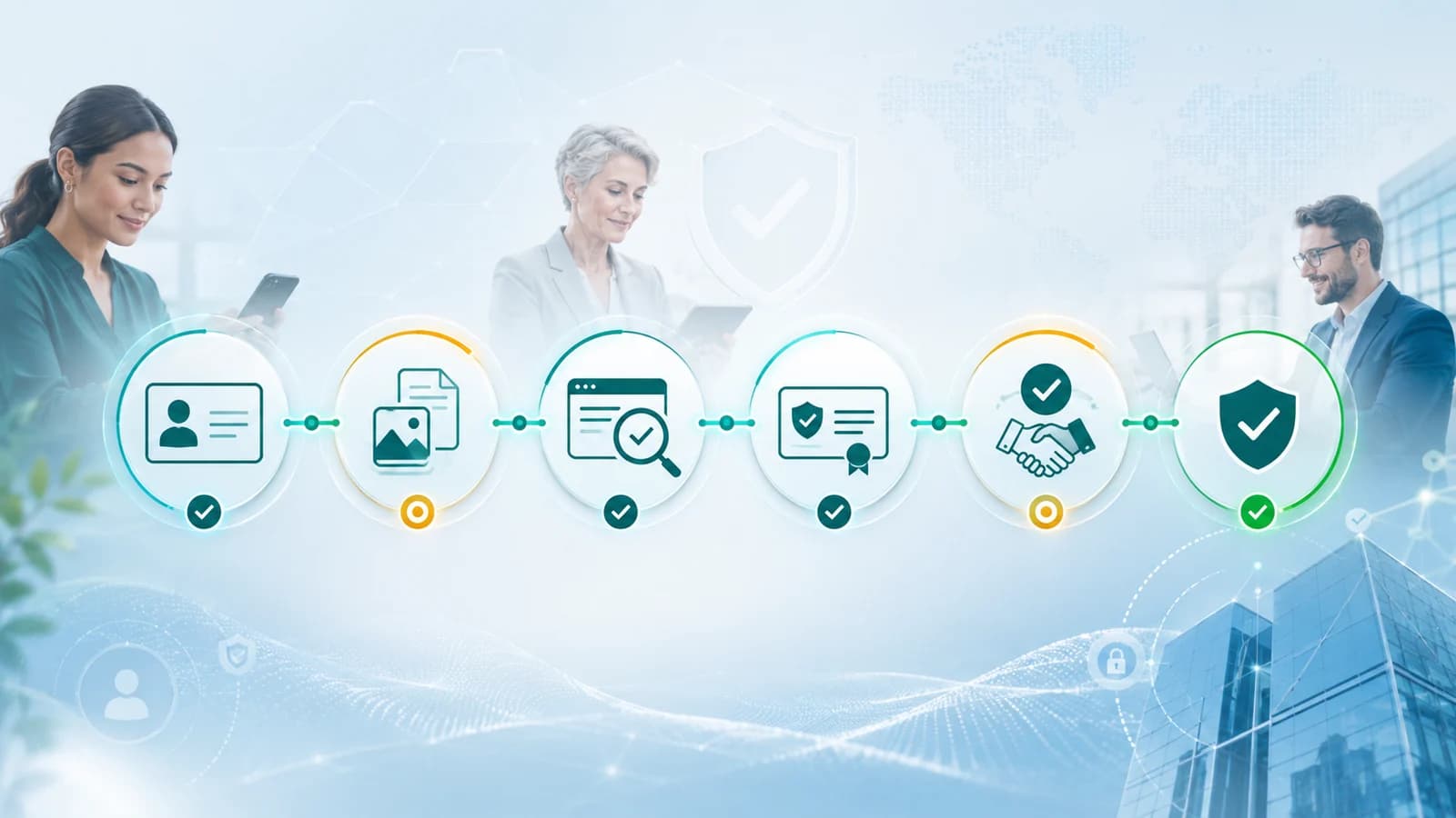 Professional identity and compliance workflow connecting members, reviewers and organisations