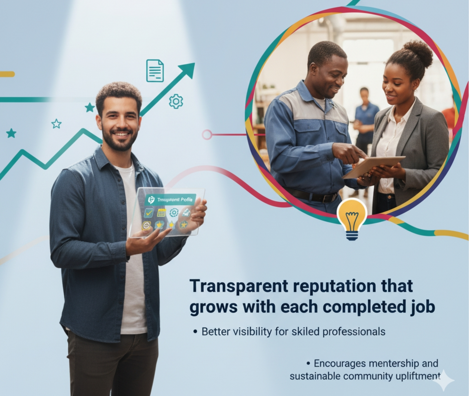 Transparent reputation that grows with each completed job